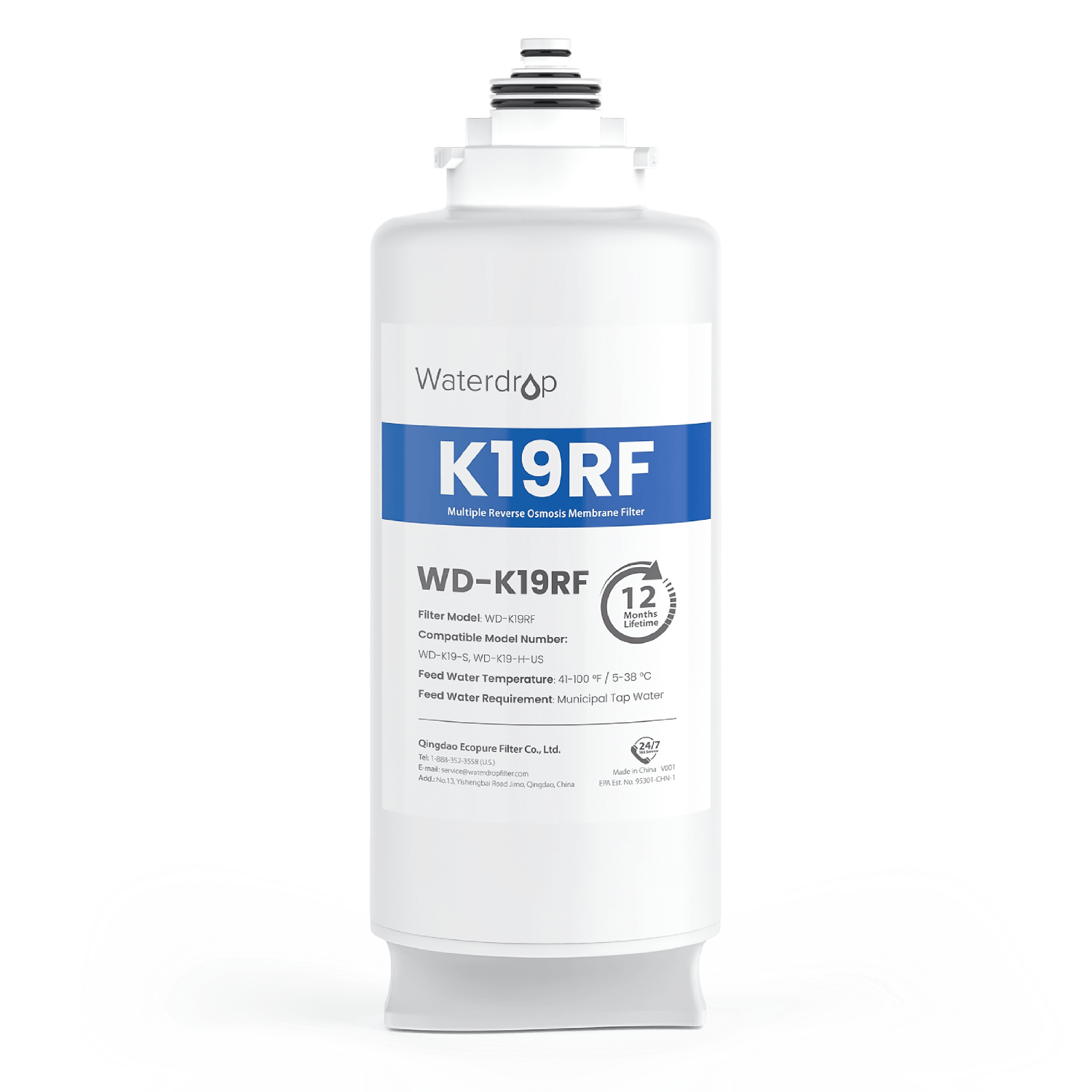 WD-K19RF Filter for Waterdrop K19-S & K19-H Reverse Osmosis System, 2-YEAR COMBO
