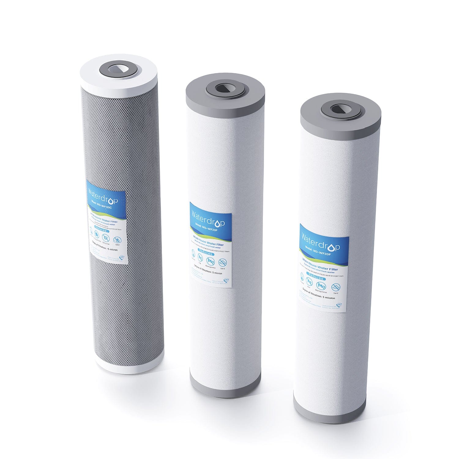 Replacement WD-WF20FG for WD-WHF3T-FG Whole House 3-stage Filter System – Reduces Iron & Manganese