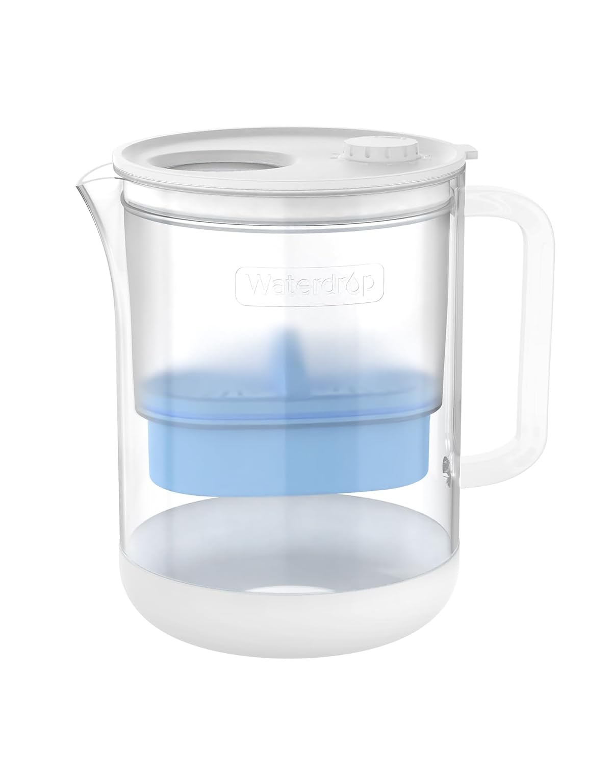 [Alkaline] Waterdrop Glass Alkaline Water Filter Pitcher with 1 Filter, Enhances Alkaline Water, Eco-Friendly, 7-Cup, for Home and Office, Reduces PFOA/PFOS, Chlorine, Cadmium, Copper, Mercury