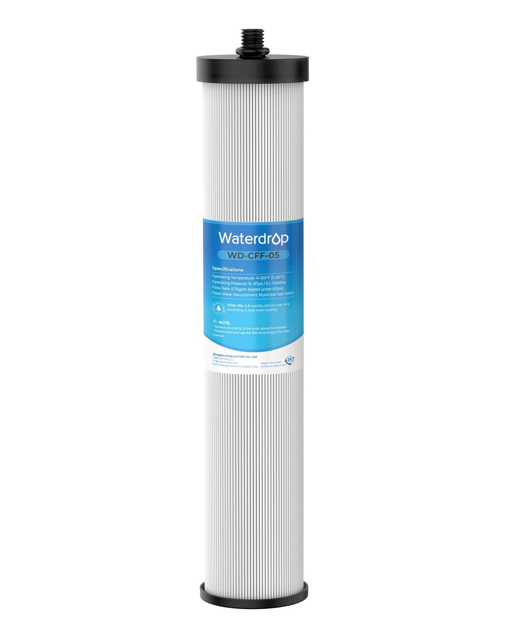 [Silver ions]Waterdrop WD-CFF-05 Replacement Filter, Countertop Water Filter, 8 Months Longer Filter Life, Reduces PFOA, PFOS, Chlorine, Sediment, 1 Pack