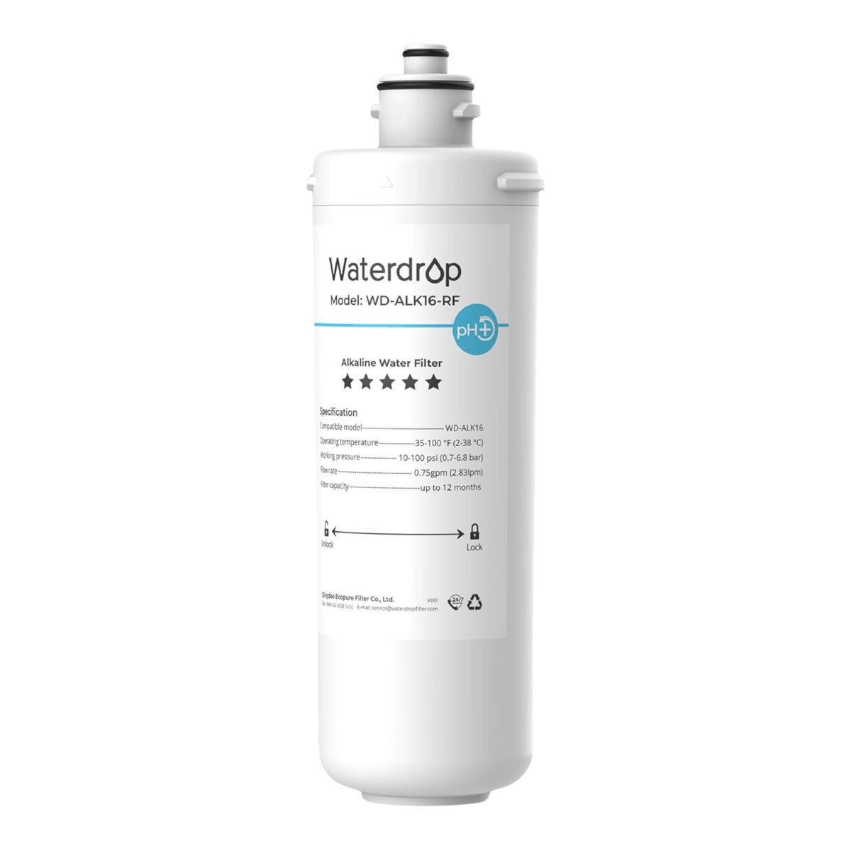 Waterdrop WD-ALK16-RF Filter, Replacement for WD-ALK16 Alkaline Water Filter System