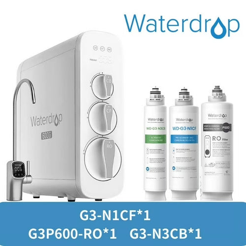 Waterdrop G3P600 Reverse Osmosis Water Filter, Tankless Reverse Osmosis System, RO Water Filter System Under Sink, 600 GPD, NSF/ANSI 42 & 58 & 372 Certified, With Extra G3P600-RO&G3-N3CB& G3-N1CF