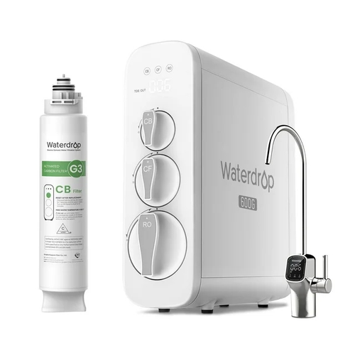 Waterdrop G3P600 Reverse Osmosis System, 8 Stage Tankless Reverse Osmosis Water Filter, NSF/ANSI Certified, Under Sink RO System, 2:1 Pure to Drain, Smart LED Faucet,