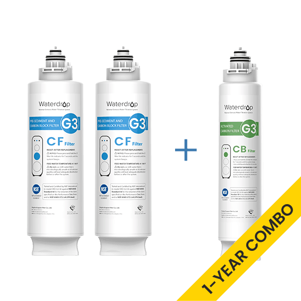 Waterdrop G3 RO System Replacement Filters - 400GPD