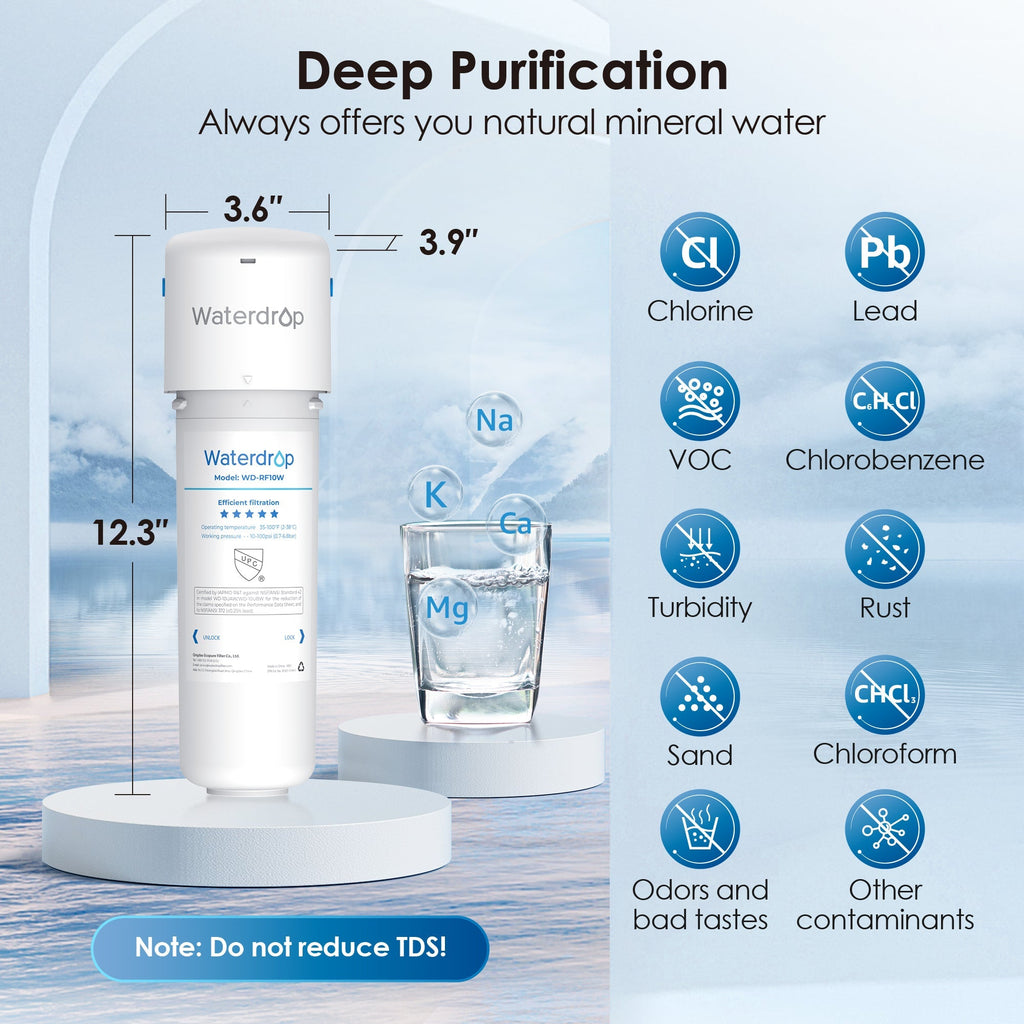 Waterdrop 10UAW Under Sink Water Filter System,NSF/ANSI 42 Certified, With RF10