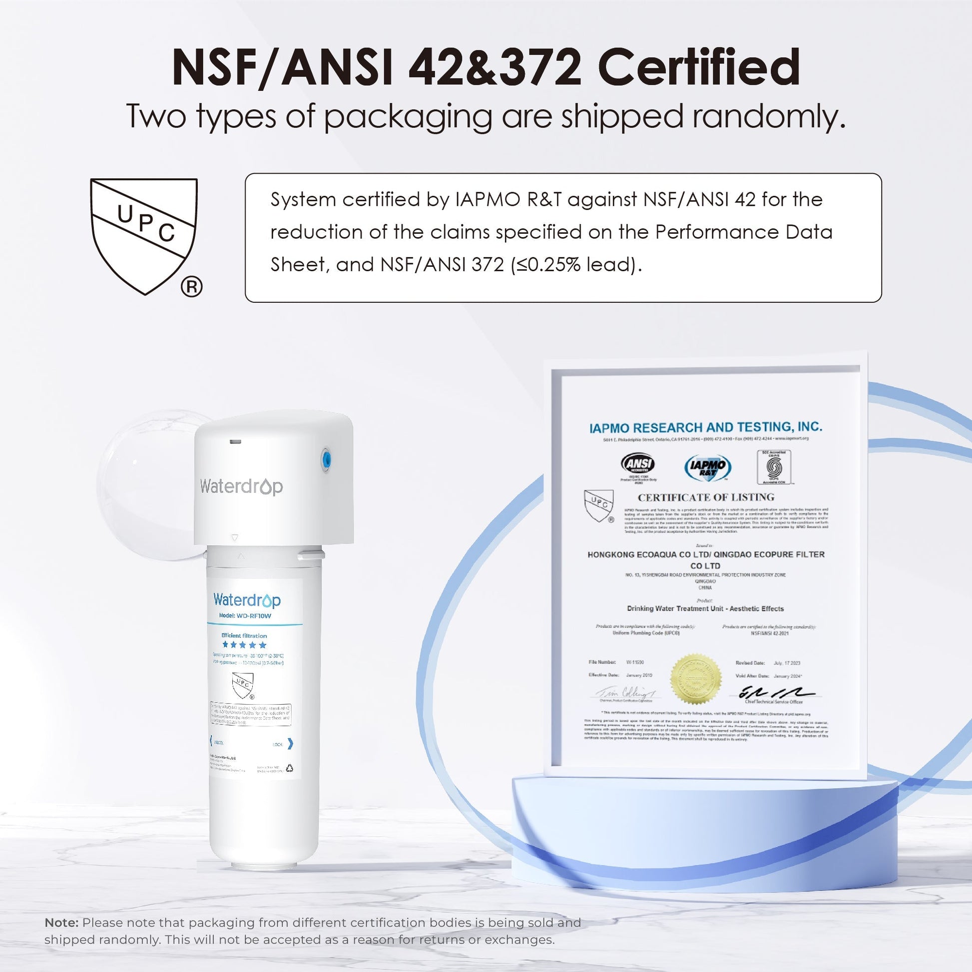 Waterdrop 10UAW Under Sink Water Filter System,NSF/ANSI 42 Certified, With RF10