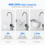 Waterdrop G3P800 Reverse Osmosis System, 800 GPD Fast Flow, NSF/ANSI Certified, 3:1 Pure to Drain, Tankless Under Sink RO Water Filter System, LED Purifier
