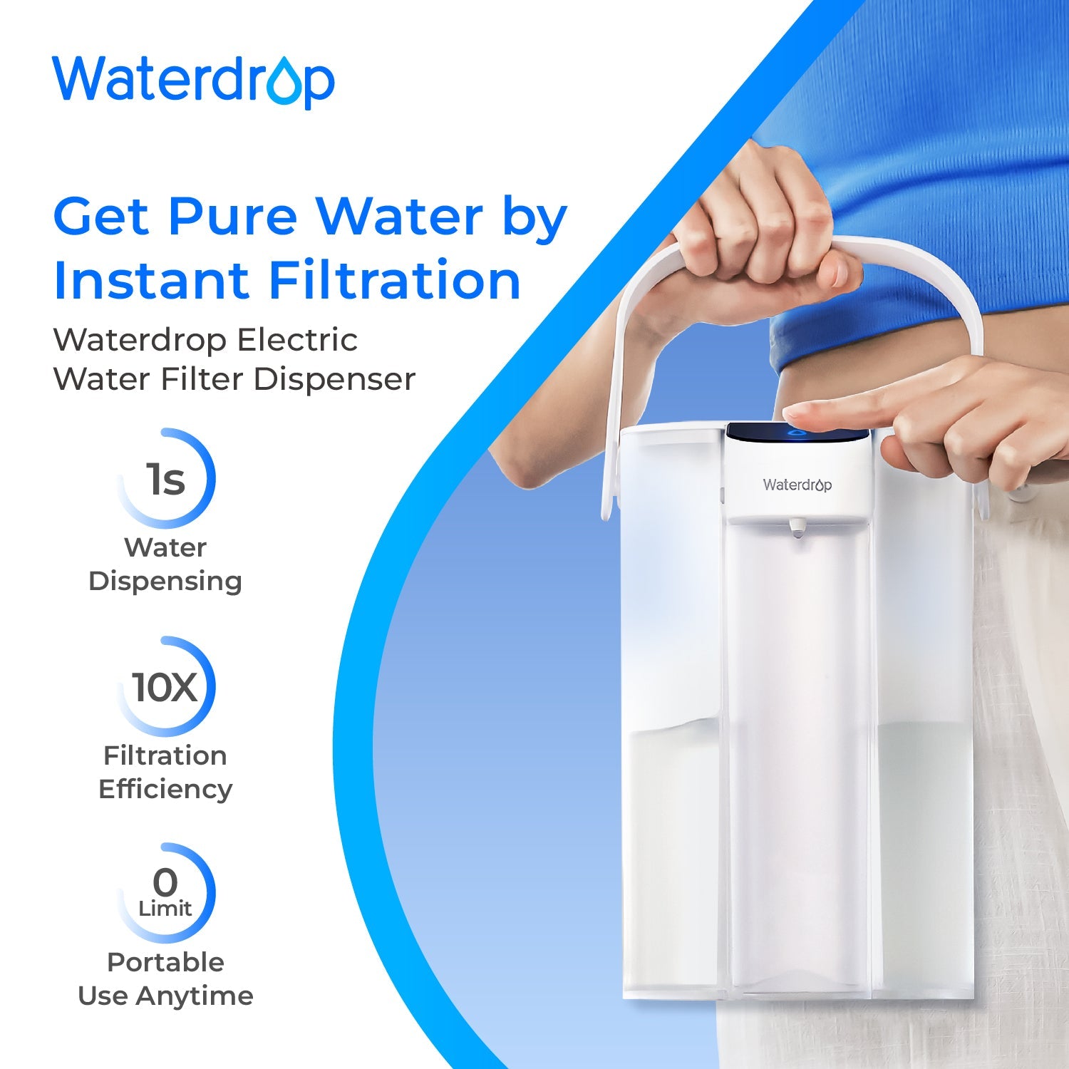 Waterdrop Electric Water Filter, ED01 Countertop Water Filtration System