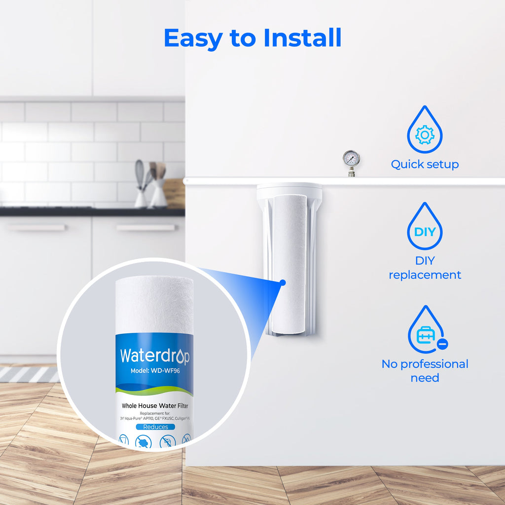 Waterdrop 5 Micron 10" x 2.5" Whole House Sediment Home Water Filter Cartridge Replacement for Any 10 inch RO Unit 4pcs