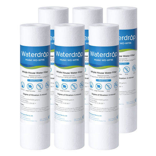 Waterdrop 5 Micron 10" x 2.5" Whole House Sediment Home Water Filter Cartridge Replacement for Any 10 inch RO Unit 6pcs