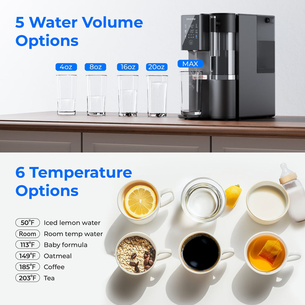 Waterdrop A2 Reverse Osmosis Hot Cold Water Dispenser with Replacement Pitcher Combo NO poster