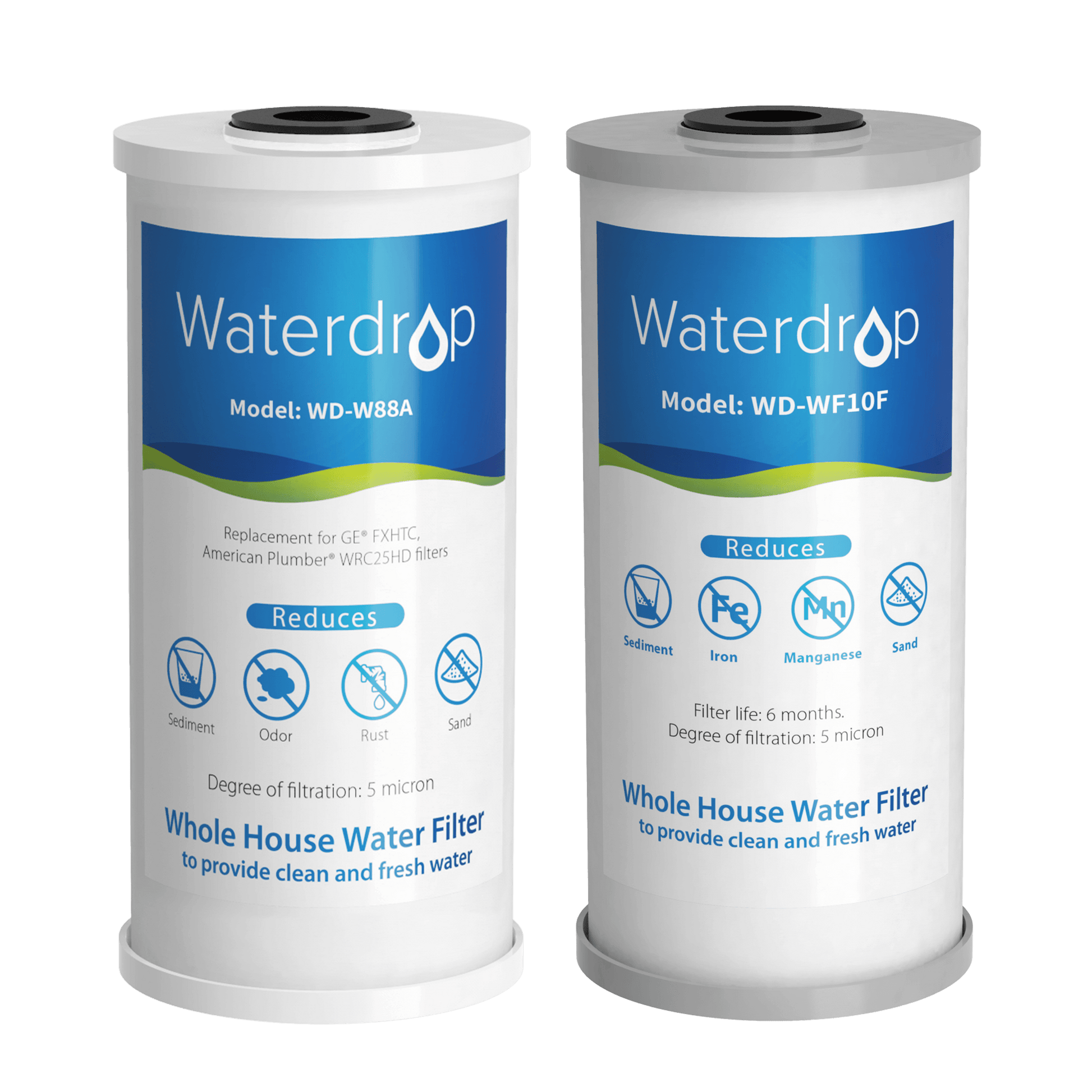 Replacement WD-WF10-FG for Whole House 2-Stage Filter WD-WHF21-FG – Reduces Iron & Manganese