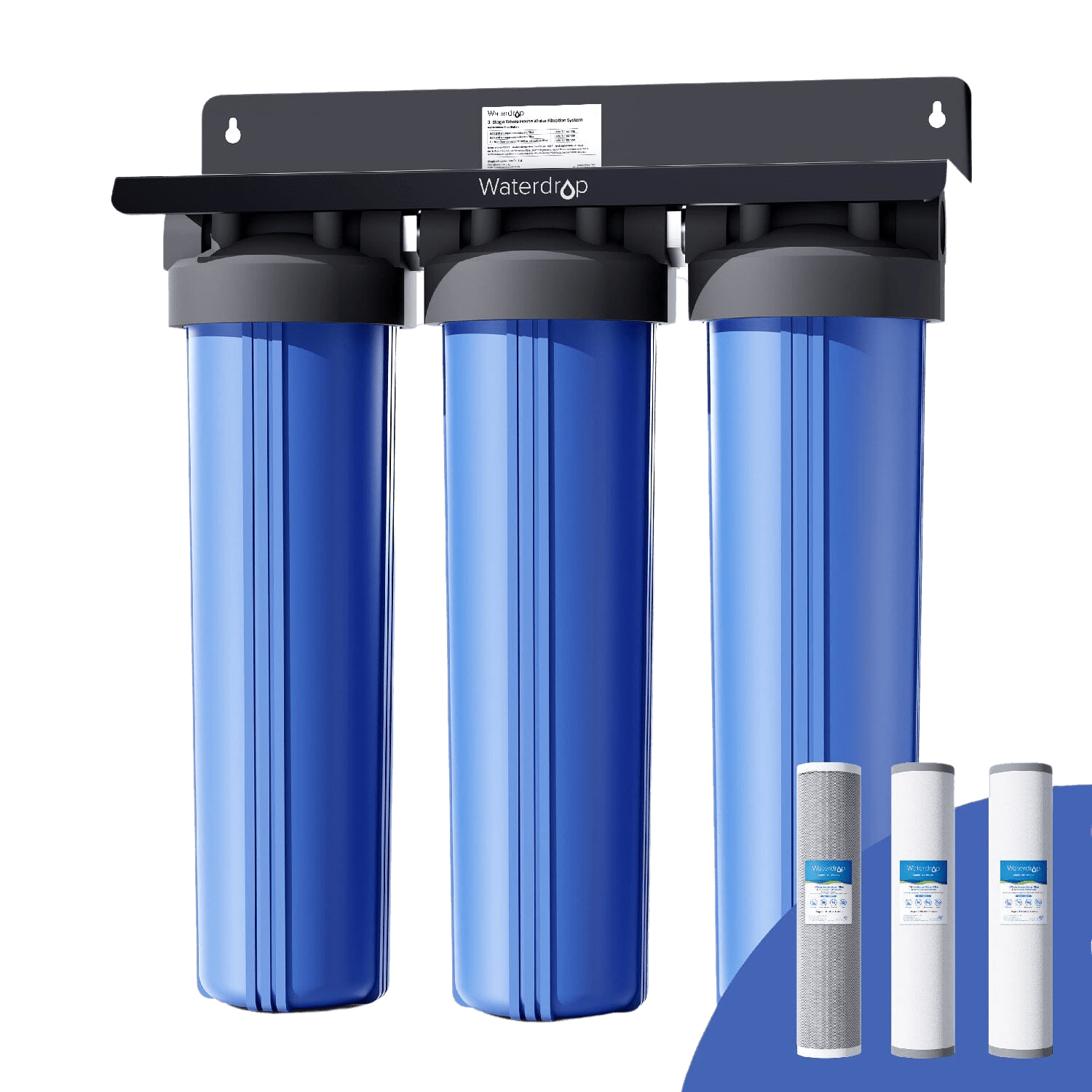 Waterdrop 3-Stage Whole House Water Filter System with Replacement Filters| Reduce Iron & Manganese
