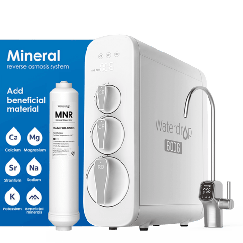 Waterdrop G3P600 Reverse Osmosis System, with one WD-MNR35 Filter, 8 Stage Tankless Reverse Osmosis Water Filter, NSF/ANSI 42 & 58 & 372 Certified, 2:1 Pure to Drain, Smart LED Faucet